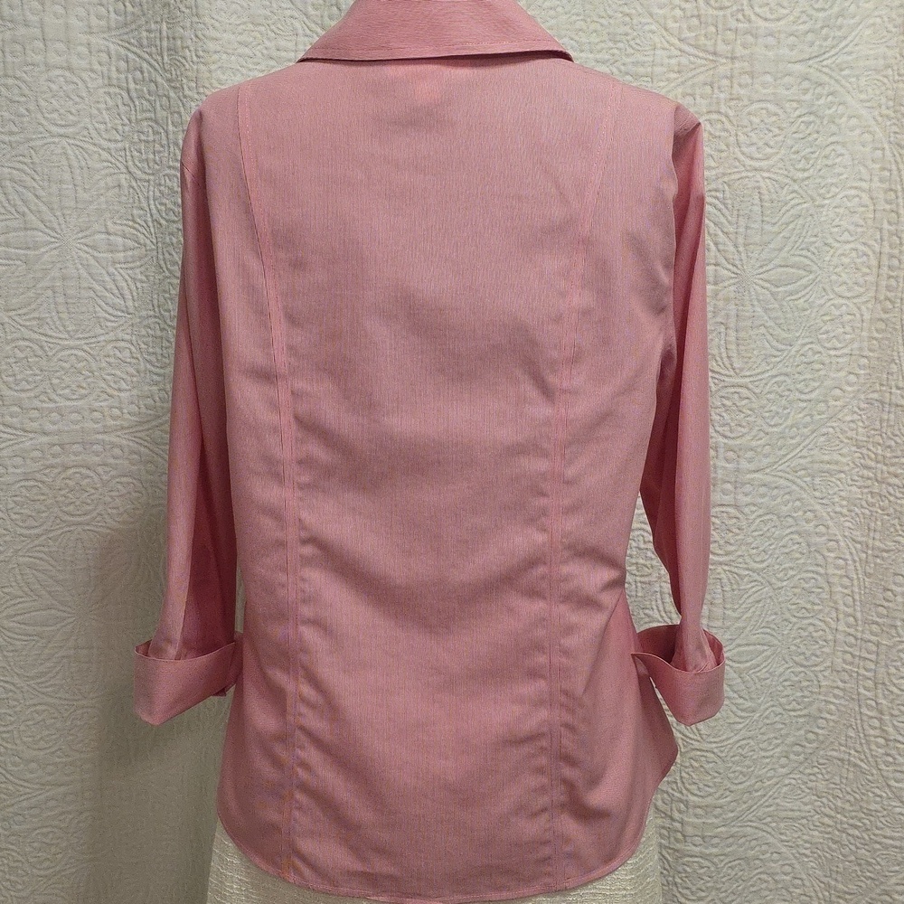 Coldwater Creek Pink And White Fitted Button Down Shirt Top Classic Casual Small - Picture 9 of 13